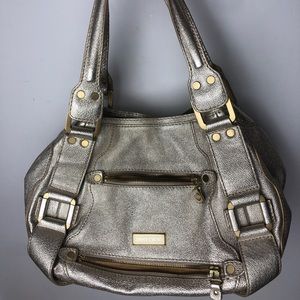 Jimmy Choo Gold Leather Mahala Tote